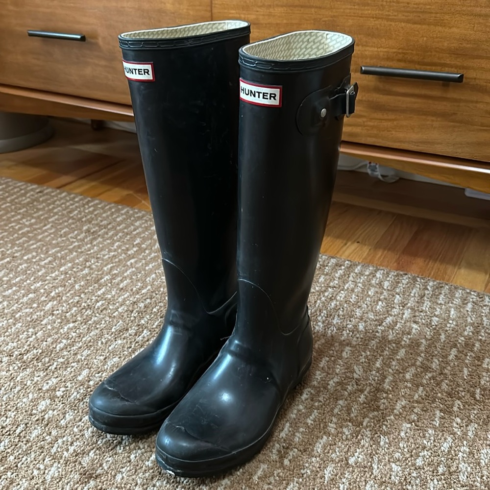 Hunter original tall rain boots in black